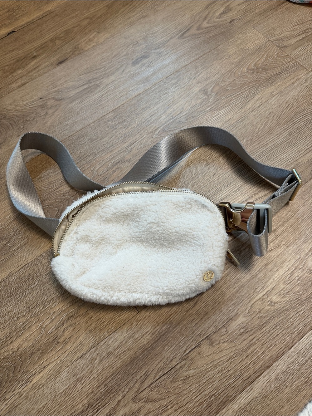lululemon athletica Cream Shearling Crossbody Belt Bag